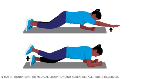 Person doing modified plank core-strength exercise variations