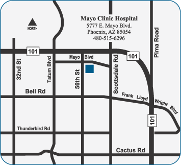 Map to Mayo Clinic Hospital in Arizona