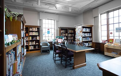 Patient's Library showing bookshelves, chairs and tables